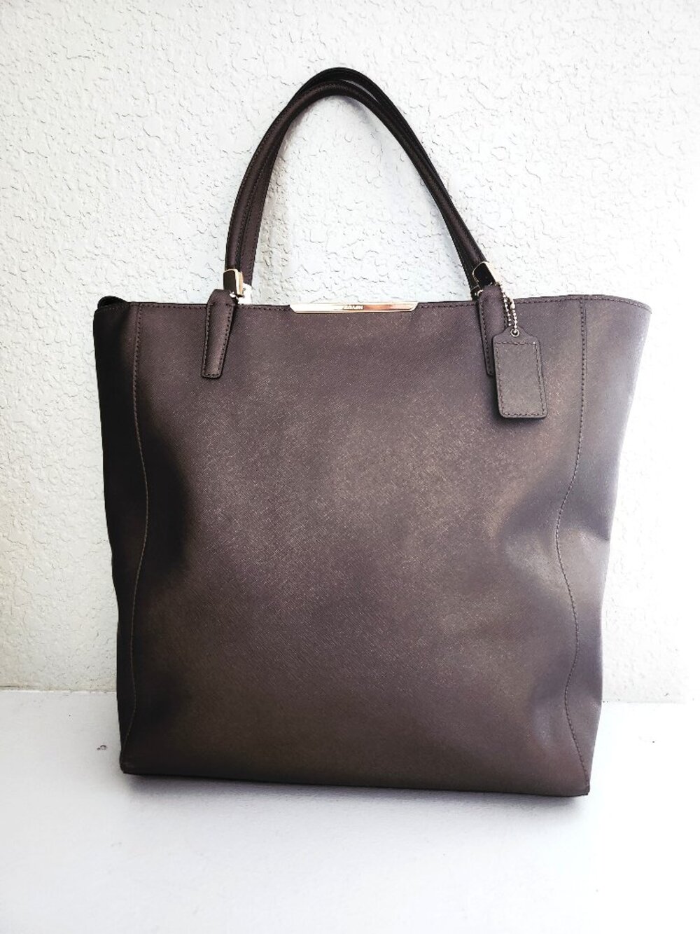 Euc Coach Madison Brown/Bronze Metallic Tote Bag Xl - Picture 2 of 15